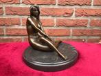 bronzen beeld, elegant zittend naakt, Antiek en Kunst, Ophalen of Verzenden, Brons
