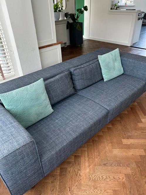 Heerlijke driezitsbank Woood in stoere blauwe stof, Huis en Inrichting, Banken | Bankstellen, Gebruikt, 200 tot 250 cm, 75 tot 100 cm
