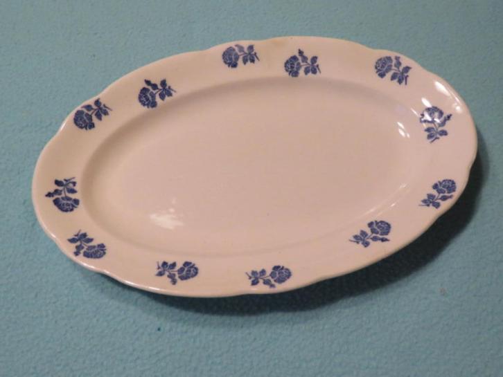 Antiek schaaltje met blauwe bloemen Gefle ovaal, Antiek en Kunst, Curiosa en Brocante, Ophalen of Verzenden