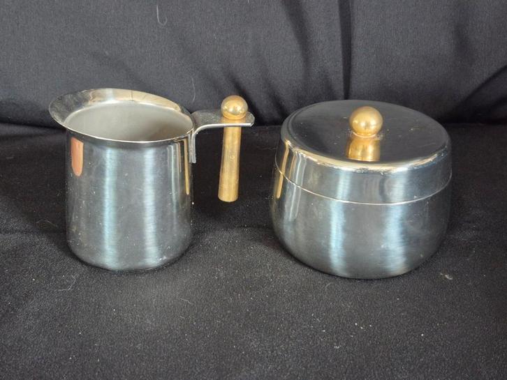 Guido Bergna - 'Kitty Oro' - RVS - Suikerpot - Melkkannetje, Huis en Inrichting, Keuken | Keukenbenodigdheden, Zo goed als nieuw