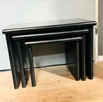 Zwarte Houten Bijzettafels - Set van 3, Minder dan 45 cm, Minder dan 55 cm, Gebruikt, Ophalen of Verzenden