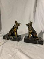 Set Art Deco Boekensteunen – Duitse Herders – Marmer & Brons, Ophalen of Verzenden