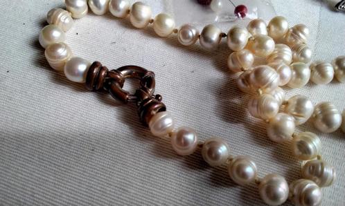 Ketting Barok Zeezoutwater Parels 1cm Geknoopt, Sieraden, Tassen en Uiterlijk, Kettingen, Nieuw, Steen of Mineraal, Wit, Ophalen of Verzenden