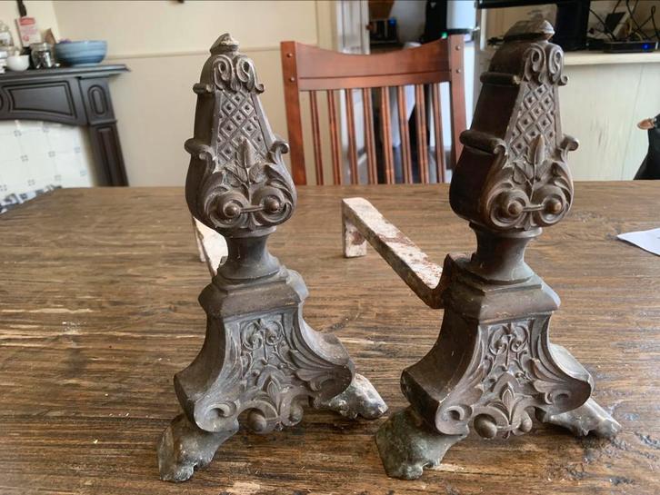 Set Prachtige Haardbokken- vuurbokken., Antiek en Kunst, Antiek | Koper en Brons, Koper, Ophalen of Verzenden