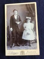 CDV, Broer/Zus Communie, J. Pörtzgen, Haarlem, Ophalen of Verzenden, Voor 1940, Gebruikt, Foto