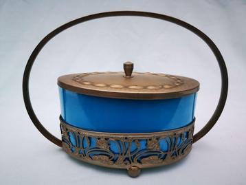 vintage elegante Art Nouveau Koektrommel met Glazen Bak beschikbaar voor biedingen