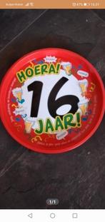 Dienblad Hoera 16 jaar., Hobby en Vrije tijd, Feestartikelen, Ophalen of Verzenden, Zo goed als nieuw, Versiering, Verjaardag