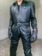 Zwarte leren overall, maat L, Kleding | Heren, Broeken en Pantalons, Maat 52/54 (L), Movenera, Zwart, Nieuw