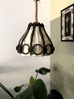 Vintage hanglamp manou bamboe stof, Hout, Gebruikt, Ophalen of Verzenden, Vintage retro