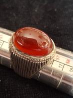 Zilver heren ring 925 met agaatsteen, Ophalen of Verzenden, Zilver