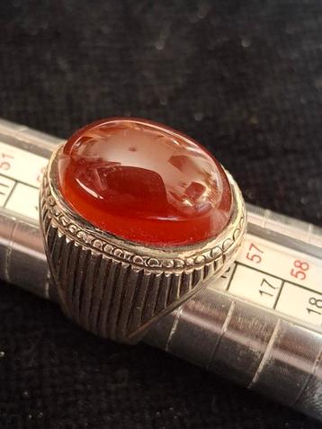 Zilver heren ring 925 met agaatsteen  beschikbaar voor biedingen