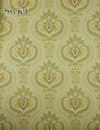 3581 groen barok behang met vrolijk bloemmotief retro swiet, Ophalen of Verzenden, Minder dan 10 m², Geel