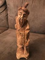 Vintage Handgesneden Houten Beeldje Aziatische Visser., Antiek en Kunst, Ophalen of Verzenden