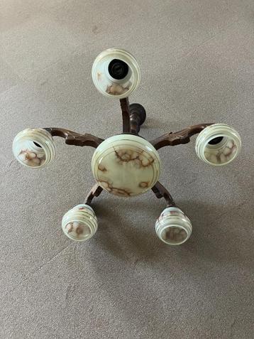 Brocante / vintage hanglamp met glazen bollen (decoratief) beschikbaar voor biedingen
