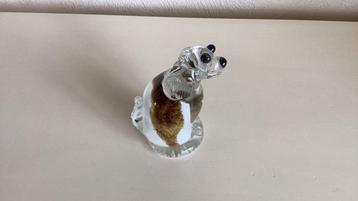 Nieuwe glazen hond 11 cm hoog door glasblazer gemaakt beschikbaar voor biedingen