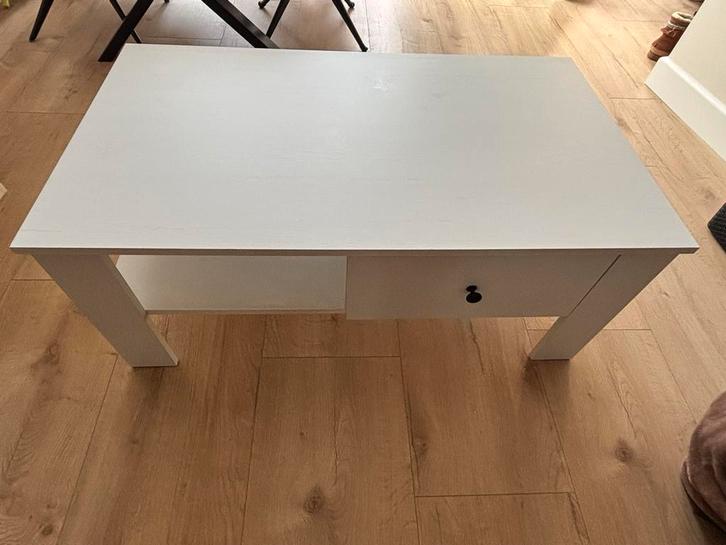 Salontafel Ruby - Wit Eiken met Lade, Huis en Inrichting, Tafels | Salontafels, Gebruikt, Minder dan 50 cm, 50 tot 100 cm, 100 tot 150 cm