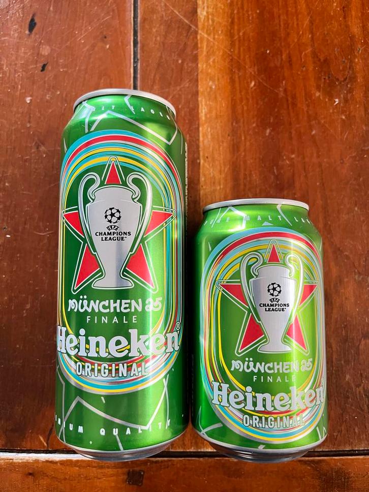 Heineken UEFA Champions League Finale Blikken - München, Verzamelen, Merken en Reclamevoorwerpen, Nieuw, Verpakking, Ophalen of Verzenden