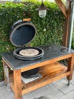 The Black Basterd kamado met eiken houten tafel, Ophalen, Gebruikt, Houtskool, Vrijstaand