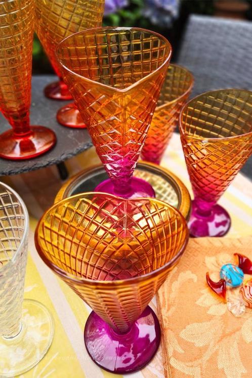 Bormioli Rocco ijscoupes vintage (18) Italië, Huis en Inrichting, Keuken | Servies, Gebruikt, Glas of Glazen, Overige stijlen