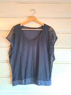Donkerblauwe kanten top Expresso L, Maat 38/40 (M), Korte mouw, Gedragen, Verzenden