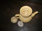 theepot koffiepot geel met ribbel compleet jaren 50 vintage, Verzenden
