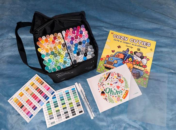 Ohuhu Honolulu B120 set alcohol markers - Zo goed als nieuw!, Hobby en Vrije tijd, Tekenen, Zo goed als nieuw, Potlood of Stift