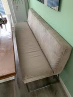 Eetkamer bank (195 cm), ribstof met mat RVS onderstel, Ophalen, Gebruikt, Minder dan 75 cm, 150 tot 200 cm