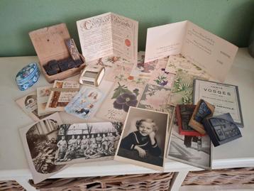 Lot Franse foto's, kaarten, stempels en oude kaart Vosges beschikbaar voor biedingen