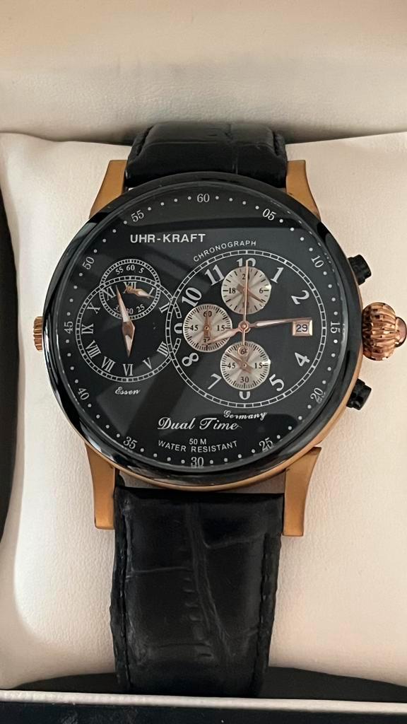 Uhr-Kraft Dual Time Chronograph herenhorloge – Duitse kwali, Sieraden, Tassen en Uiterlijk, Horloges | Heren, Zo goed als nieuw