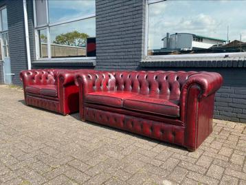 Chesterfield 3+2 zit banken oxblood rood GRATIS BEZORGD 