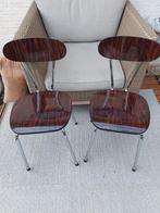 2 bruine formica stoelen samen €40,-, Ophalen