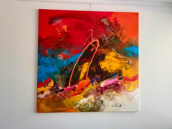 William Malucu 120 x 120 cm, Antiek en Kunst, Kunst | Schilderijen | Abstract, Ophalen