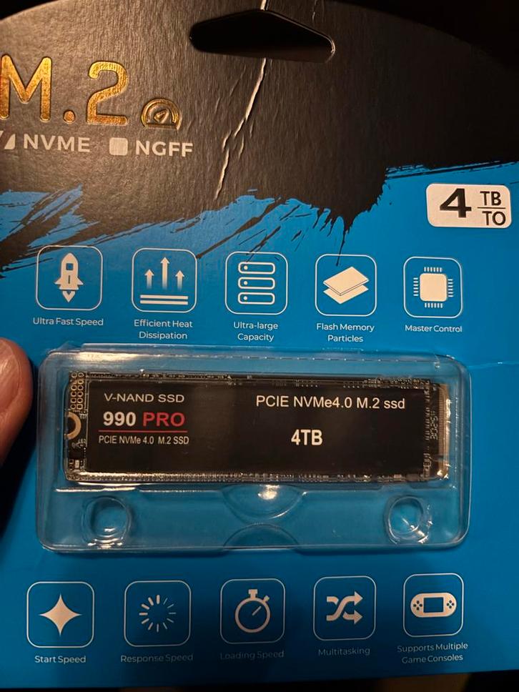 990 Pro 4TB NVMe M.2 SSD - Nieuw, Computers en Software, Harde schijven, Nieuw, Desktop, Intern, SSD, Overige aansluitingen, Ophalen of Verzenden