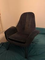 Blauwe velourse fauteuil, Huis en Inrichting, Fauteuils, Ophalen, Minder dan 75 cm, Zo goed als nieuw, Stof