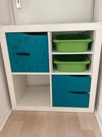 1x blauwe Kallax inzet Klok deurtje Ikea, Ophalen, Zo goed als nieuw, Vierkant, Hout