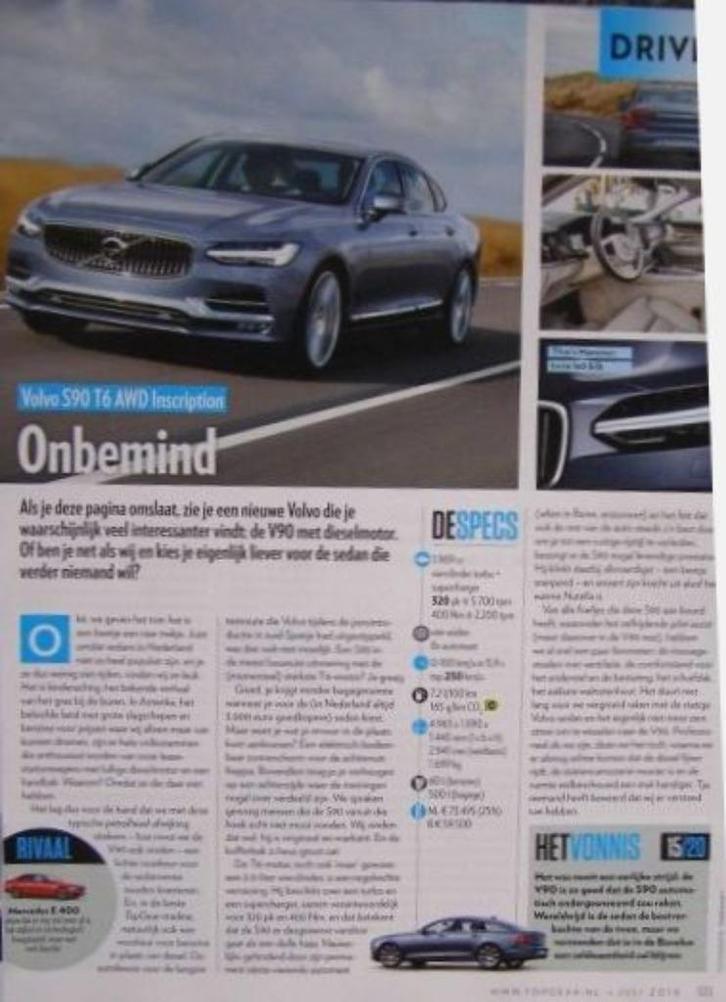 Volvo S90 / V90 ? Eerst 12x autotest lezen, Boeken, Auto's | Folders en Tijdschriften, Gelezen, Ophalen