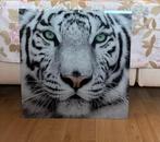 Glas Schilderij Tijger - Zwart Wit, Roze Accent, Huis en Inrichting, Woonaccessoires | Schilderijen, Tekeningen en Foto's, Ophalen