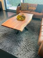 Salontafel “boomstam” met zwarte solide poot, Huis en Inrichting, Tafels | Salontafels, Ophalen, 100 tot 150 cm, Teakhout, 50 tot 100 cm