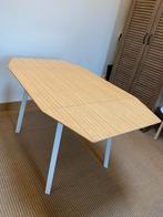 Tafel Ikea - Bamboe blad met wit stalen frame, Huis en Inrichting, Tafels | Eettafels, Ophalen, Gebruikt, 100 tot 150 cm, Bamboe