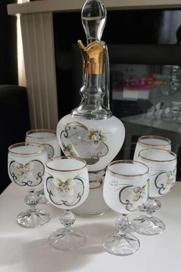 Kristalglas karaf set met zes wijnglazen - kristal glas. beschikbaar voor biedingen