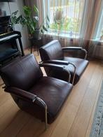 2x Leolux Scylla donkerbruin leer, samen:, Huis en Inrichting, Ophalen, Zo goed als nieuw, 75 tot 100 cm, Leer