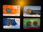 4 Coincards 2 Euro (3x BU kwaliteit) - Diverse Thema's, Ophalen of Verzenden, Nederland, Munten