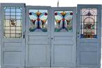 3 enkele Jugendstil glas in lood deuren., Ophalen
