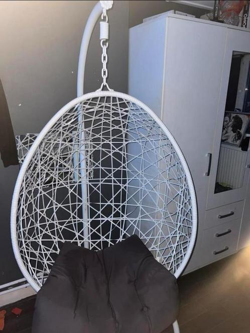 Hangstoel swing met standaard - wit - ø104x200 cm, Tuin en Terras, Hangmatten, Gebruikt, Eenpersoons, Met standaard, Binnen, Buiten