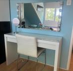 Ikea Malm tafel met spiegel, verlichting en stoel, Ophalen, Gebruikt, Scandinavisch, 50 tot 100 cm