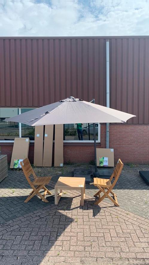 Central Park zweef parasol Vive Ø 290x246 cm antraciet, Tuin en Terras, Parasols, Nieuw, Ophalen