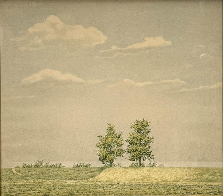 115. Litho Edgar Fernhout, landschap met bomen, Antiek en Kunst, Kunst | Litho's en Zeefdrukken, Ophalen of Verzenden