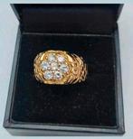 Gouden massieve herenring met diamanten, Sieraden, Tassen en Uiterlijk, Ringen, 20 of groter, Heer, Ophalen of Verzenden, Zo goed als nieuw