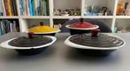 4x Dru confetti dekschalen zwart deksel rode knop Wim Gilles, Antiek en Kunst, Ophalen of Verzenden