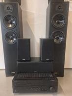 Yamaha RX-V483 versterker + 5 luidsprekers, Zo goed als nieuw, Complete surroundset, 120 watt of meer, Ophalen